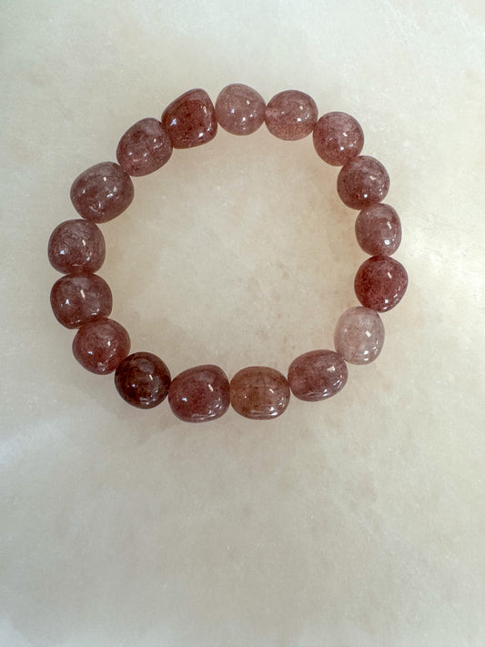 STRAWBERRY QUARTZ TUMBLE BEAD BRACELET