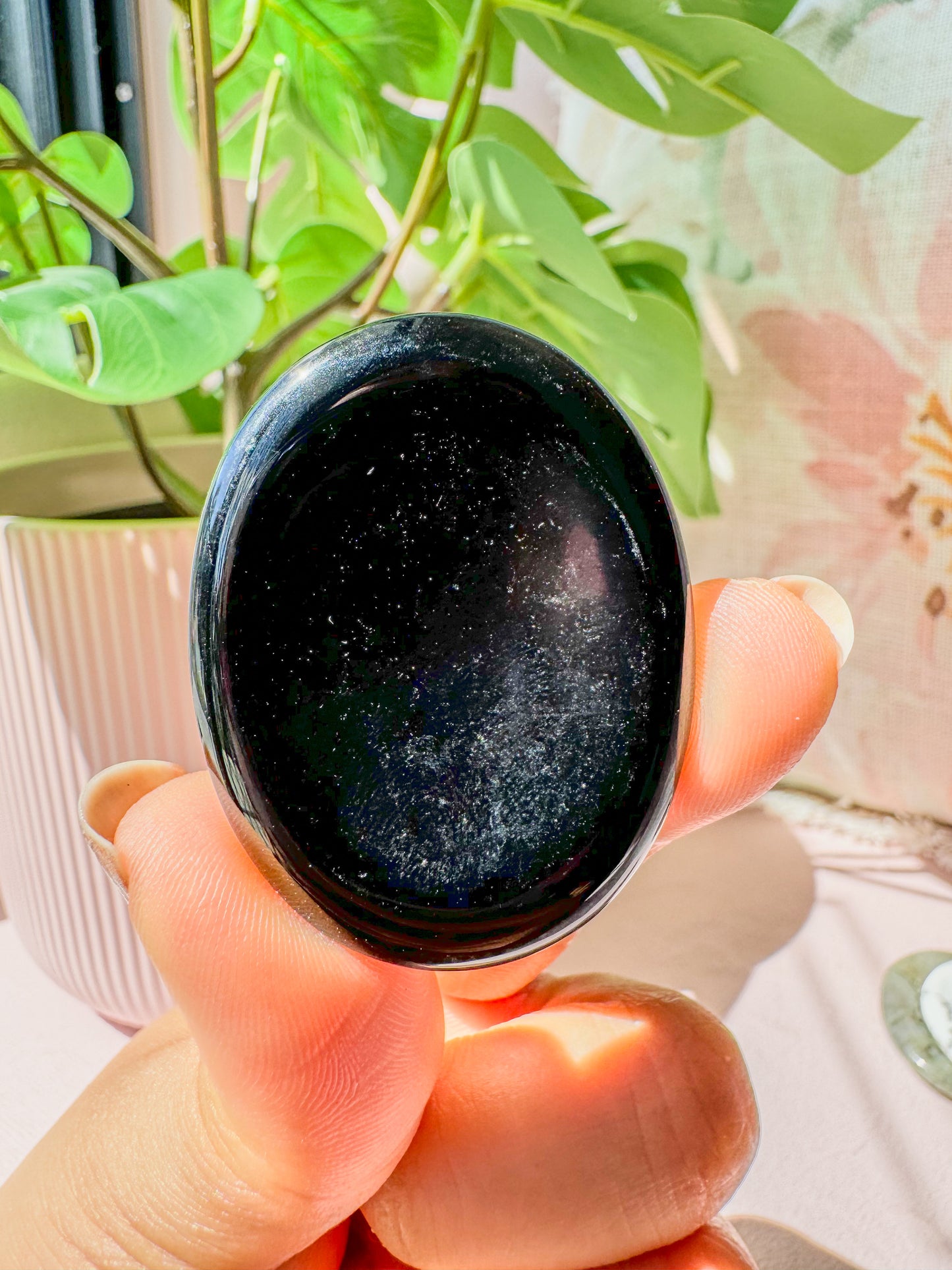 BLACK OBSIDIAN PALM CRYSTAL